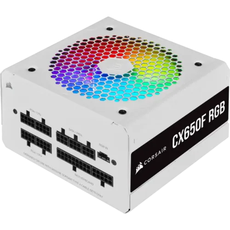 Corsair CX650F RGB White 650 Watt 80 Plus Bronze Fully Modular Power Supply